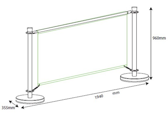 dimension barrière café 150 cm