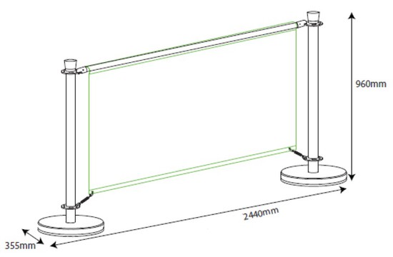 dimension barrière café 200 cm